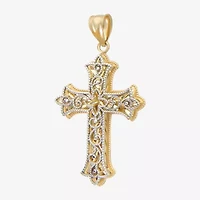 Womens 14K Two Tone Gold Cross Pendant