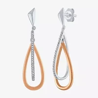 Womens 1/10 CT. T.W. Natural White Diamond Sterling Silver Drop Earrings