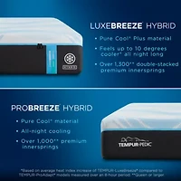 TEMPUR-Pedic LuxeBreeze 2.0 13" Medium Hybrid Tight Top - Mattress Only