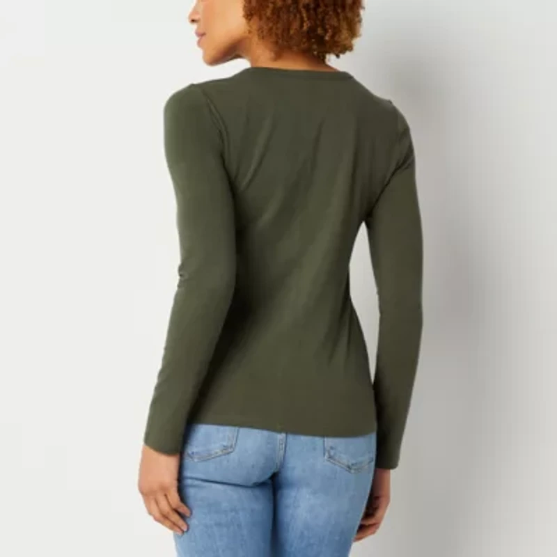 a.n.a Womens Crew Neck Long Sleeve T-Shirt