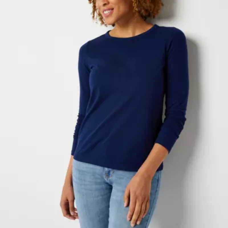 a.n.a Womens Crew Neck Long Sleeve T-Shirt