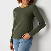 a.n.a Womens Crew Neck Long Sleeve T-Shirt