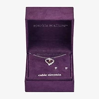 Sparkle Allure Pendant Necklace & Stud Earring Womens Cubic Zirconia Pure Silver Over Brass Heart 2-pc. Jewelry Set