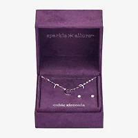 Sparkle Allure Pendant Necklace & Stud Earring Womens Pure Silver Over Brass 2-pc. Jewelry Set