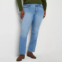 St. John's Bay Womens Mid Rise Stretch Fabric Straight Leg Jean