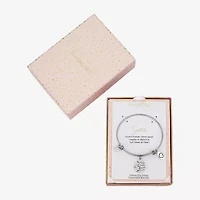 Footnotes Sister Womens Crystal Stainless Steel Flower Round Bangle Bracelet