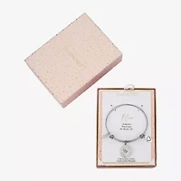 Footnotes Mom Womens Crystal Stainless Steel Round Bangle Bracelet