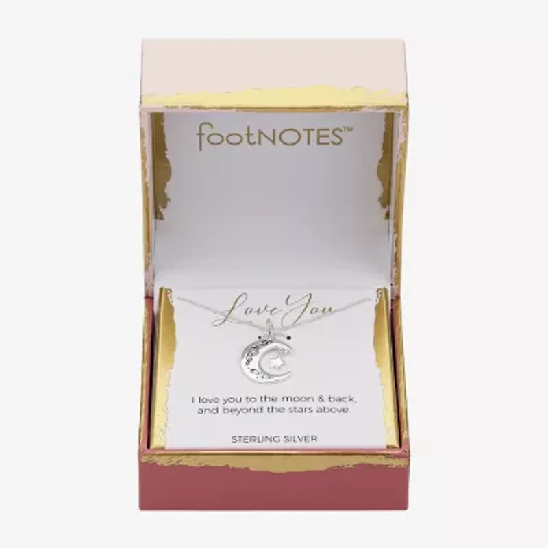 Footnotes Love Womens Sterling Silver Moon 16 Inch Pendant Necklace