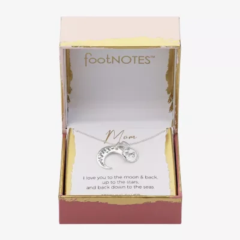 Footnotes Mom Womens Sterling Silver Moon 16 Inch Pendant Necklace