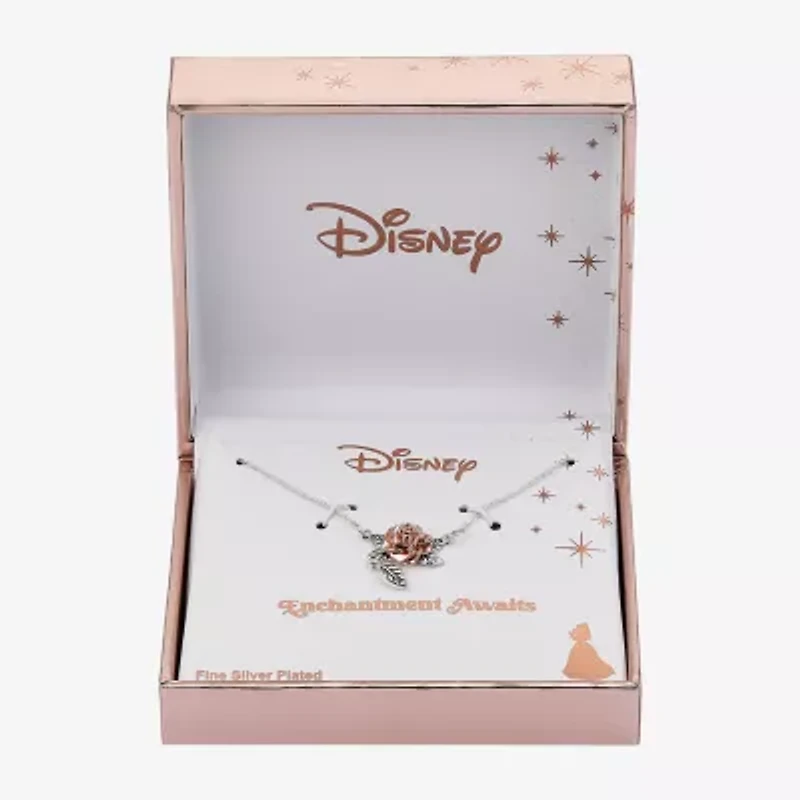 Disney Classics Womens Pure Silver Over Brass Flower 16 Inch Pendant Necklace