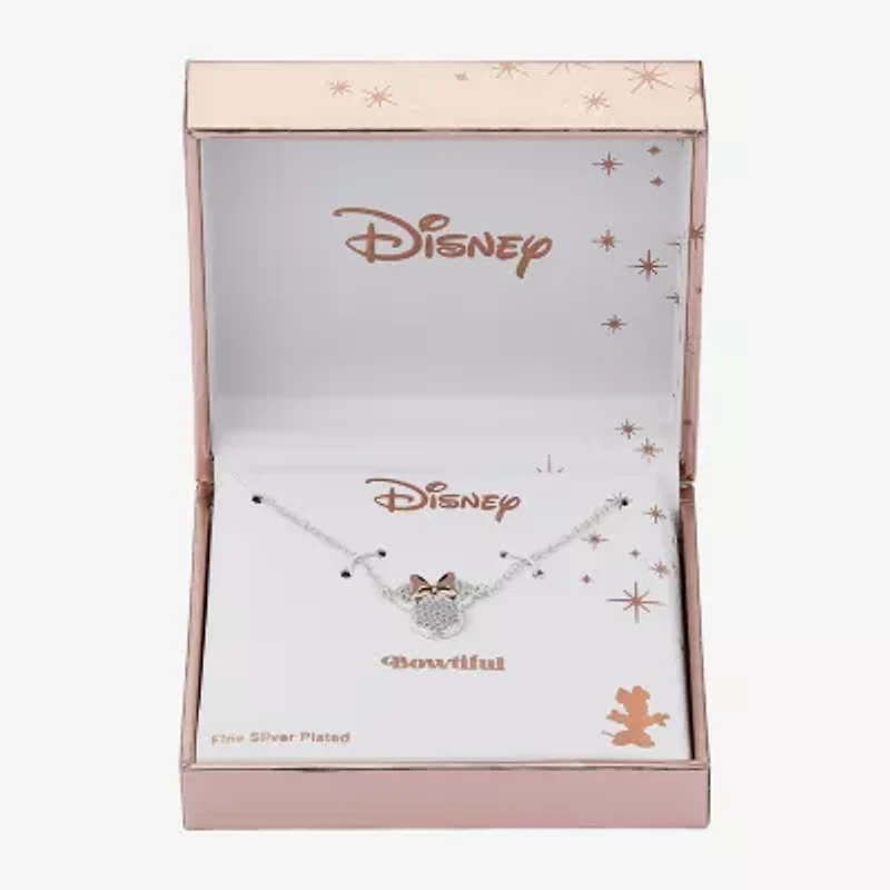 Disney Classics Pave Womens Cubic Zirconia Pure Silver Over Brass 16 Inch Pendant Necklace