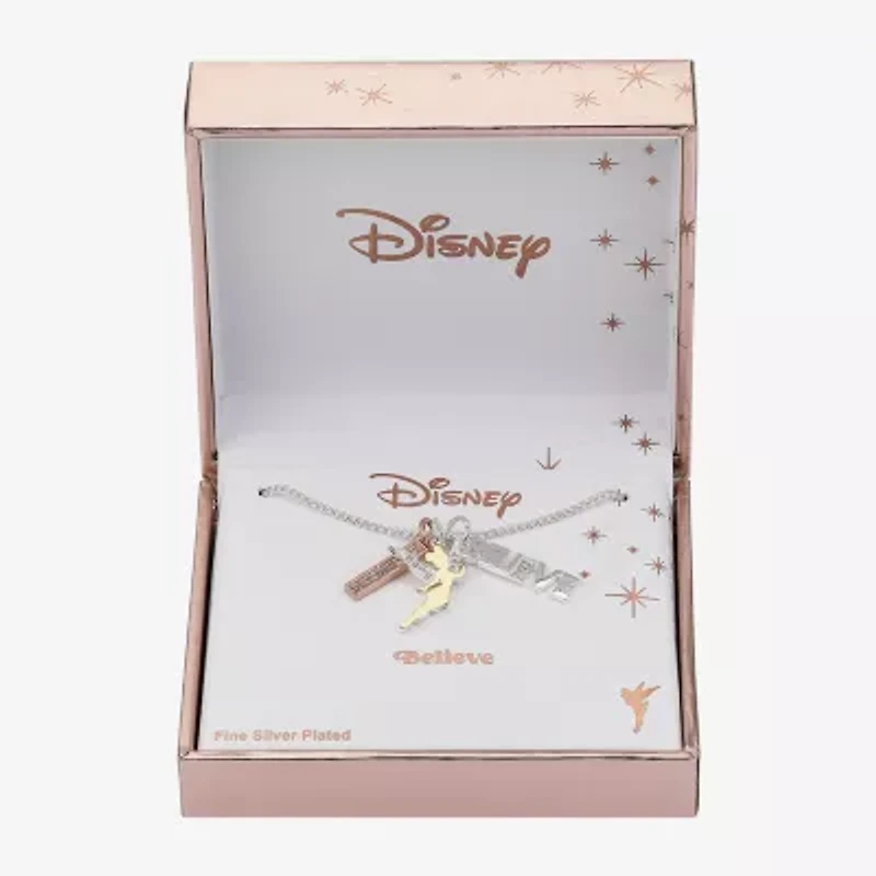 Disney Classics Charm Womens Cubic Zirconia Pure Silver Over Brass 16 Inch Pendant Necklace