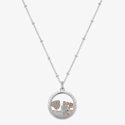 Disney Classics Shaker Womens Cubic Zirconia Pure Silver Over Brass Round 16 Inch Pendant Necklace