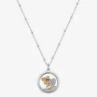 Disney Classics Ohana Shaker Womens Cubic Zirconia Pure Silver Over Brass Round 16 Inch Pendant Necklace