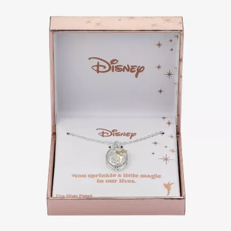 Disney Classics Dancing Womens Cubic Zirconia Pure Silver Over Brass Oval 16 Inch Pendant Necklace