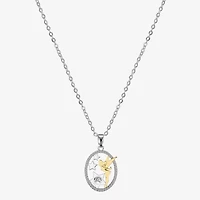 Disney Classics Dancing Womens Cubic Zirconia Pure Silver Over Brass Oval 16 Inch Pendant Necklace