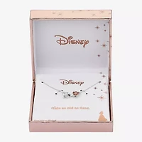 Disney Classics Womens Cubic Zirconia Pure Silver Over Brass Flower 16 Inch Pendant Necklace