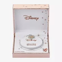 Disney Classics Pave Womens Crystal Pure Silver Over Brass Round Mickey Mouse Bangle Bracelet
