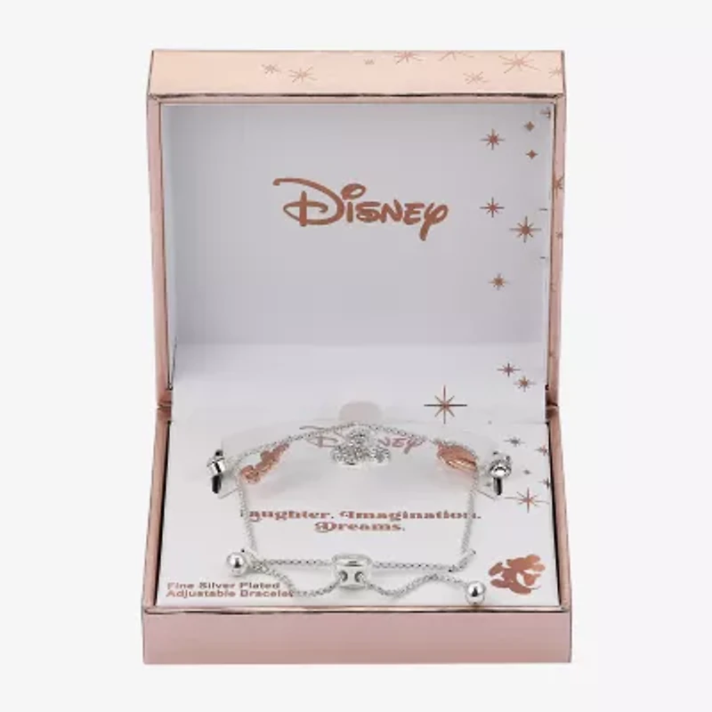 Disney Classics Charm Womens Crystal Heart Mickey Mouse Bolo Bracelet