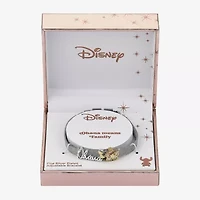 Disney Classics Ohana Womens Pure Silver Over Brass Semisolid Flower Heart Lilo & Stitch Chain Bracelet