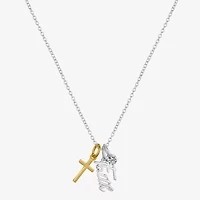 Footnotes Faith Charm Womens Cubic Zirconia Sterling Silver Cross 16 Inch Pendant Necklace
