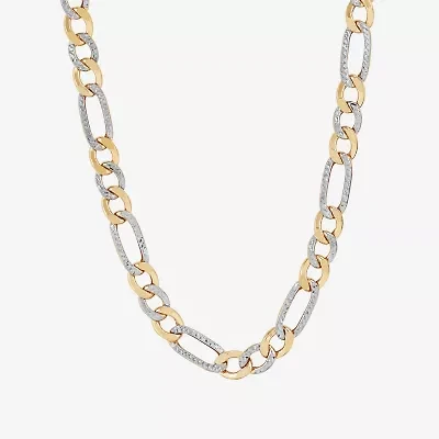 Made in Italy Mens 14K Gold 22 Inch Figaro Chain Necklace