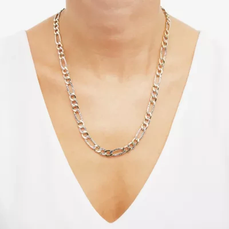 Made in Italy Mens 14K Gold 22 Inch Figaro Chain Necklace