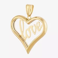 "Love" Womens 14K Gold Heart Pendant