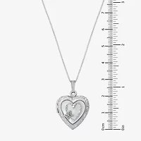 Womens White Sterling Silver 18 Inch Locket Necklace