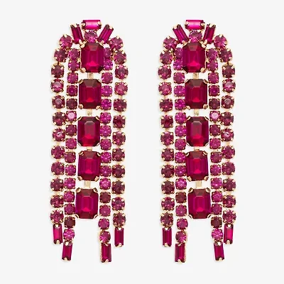 Bijoux Bar Tassel Womens Pink Glass Drop Earrings