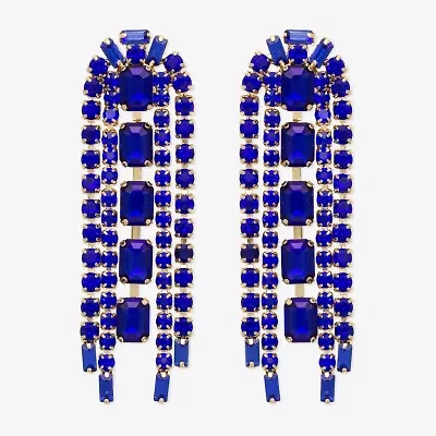 Bijoux Bar Tassel Womens Blue Glass Drop Earrings