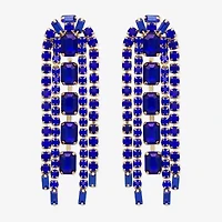 Bijoux Bar Tassel Womens Blue Glass Drop Earrings