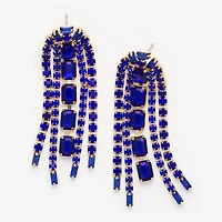 Bijoux Bar Tassel Womens Blue Glass Drop Earrings