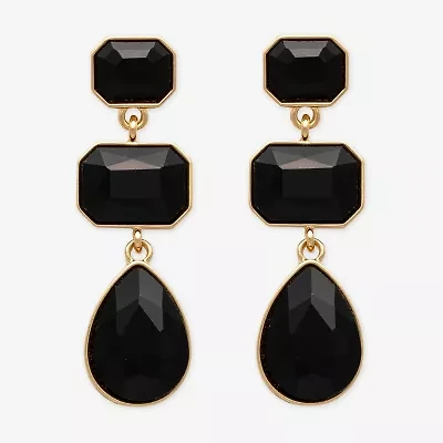 Bijoux Bar Gold Tone 3 Stone Womens Glass Drop Earrings
