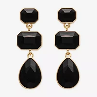 Bijoux Bar Gold Tone 3 Stone Womens Glass Drop Earrings