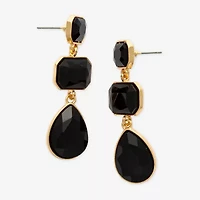 Bijoux Bar Gold Tone 3 Stone Womens Glass Drop Earrings