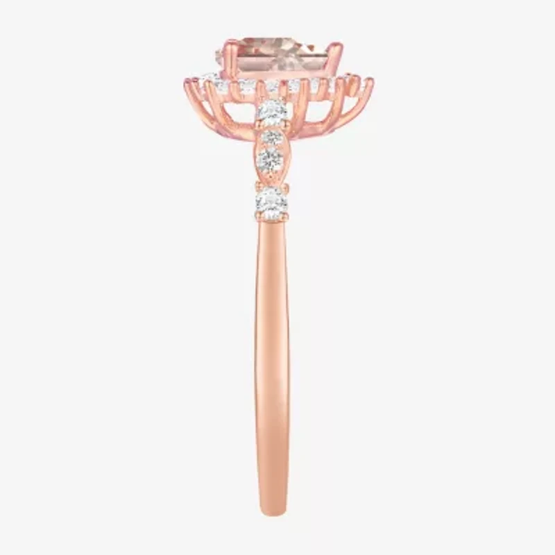 Yes, Please! Womens Lab Created Pink Sapphire 14K Rose Gold Over Silver Sterling Silver Cocktail Ring