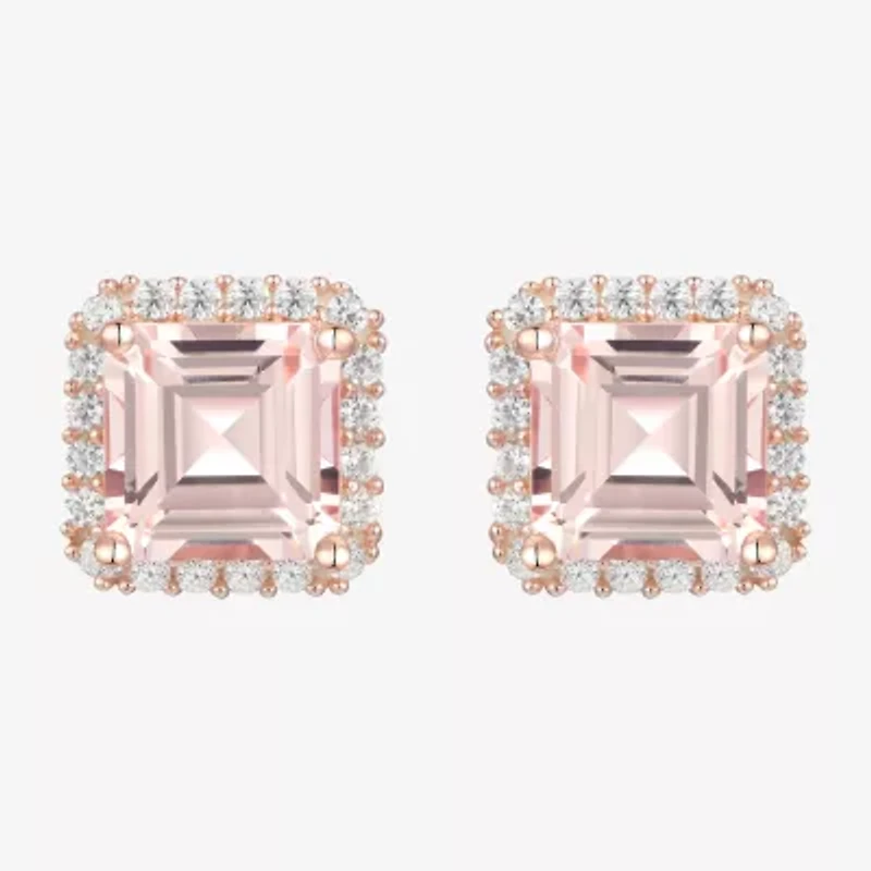 Yes, Please! Lab Created Champagne Sapphire 14K Rose Gold Over Silver 8mm Stud Earrings