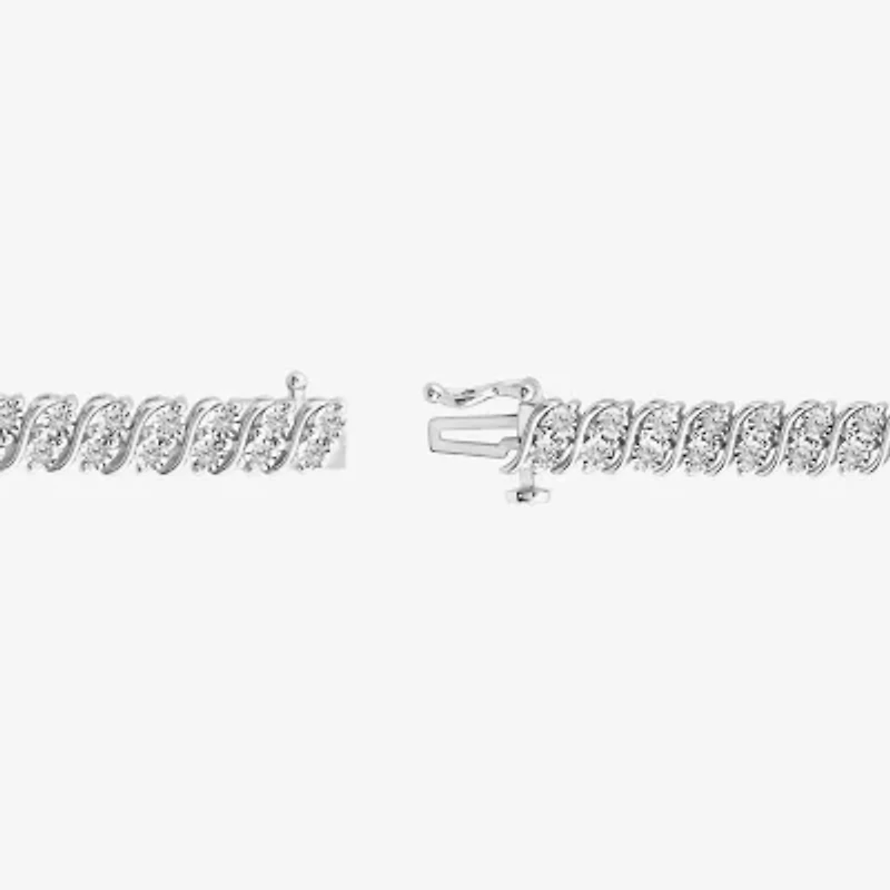 (I1/ I) Womens 1 CT. T.W. Lab Grown White Diamond Sterling Silver 7.5 Inch Tennis Bracelet