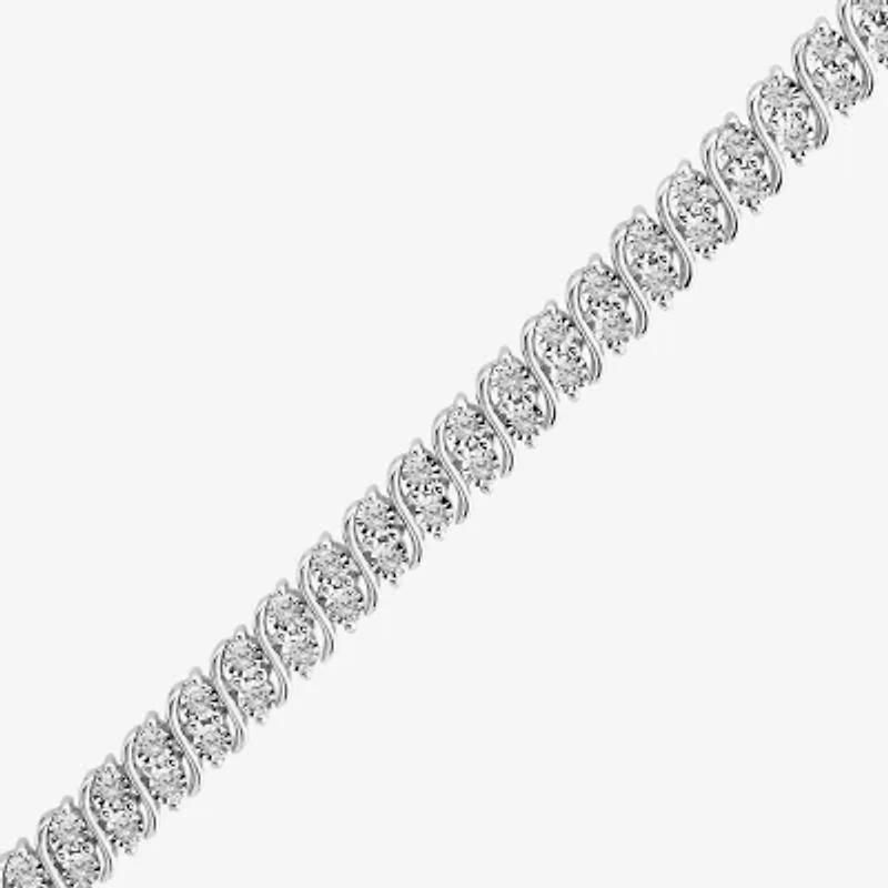 (I1/ I) Womens 1 CT. T.W. Lab Grown White Diamond Sterling Silver 7.5 Inch Tennis Bracelet