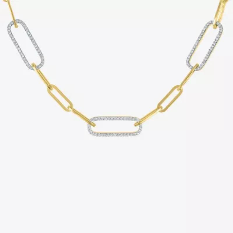 Diamond Addiction (G-H / I1-I2) Womens 1/2 CT. T.W. Lab Grown White Diamond 14K Gold Over Silver Sterling Silver Paperclip 18 Inch Pendant Necklace