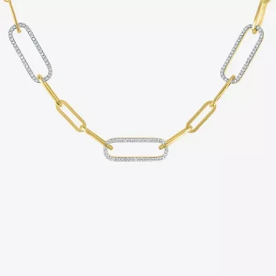 Diamond Addiction (G-H / I1-I2) Womens 1/2 CT. T.W. Lab Grown White Diamond 14K Gold Over Silver Sterling Silver Paperclip 18 Inch Pendant Necklace