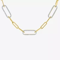 Diamond Addiction (G-H / I1-I2) Womens 1/2 CT. T.W. Lab Grown White Diamond 14K Gold Over Silver Sterling Silver Paperclip 18 Inch Pendant Necklace
