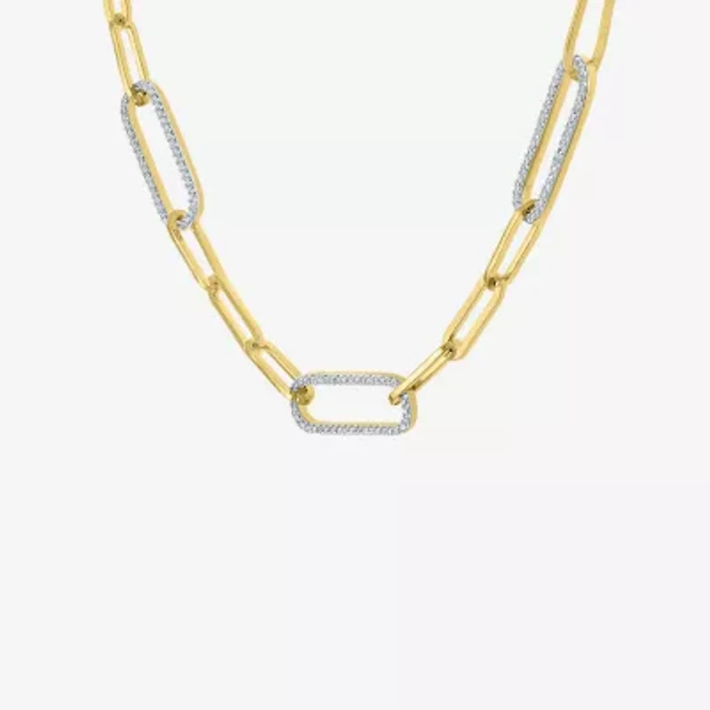 Diamond Addiction (G-H / I1-I2) Womens 1/2 CT. T.W. Lab Grown White Diamond 14K Gold Over Silver Sterling Silver Paperclip 18 Inch Pendant Necklace