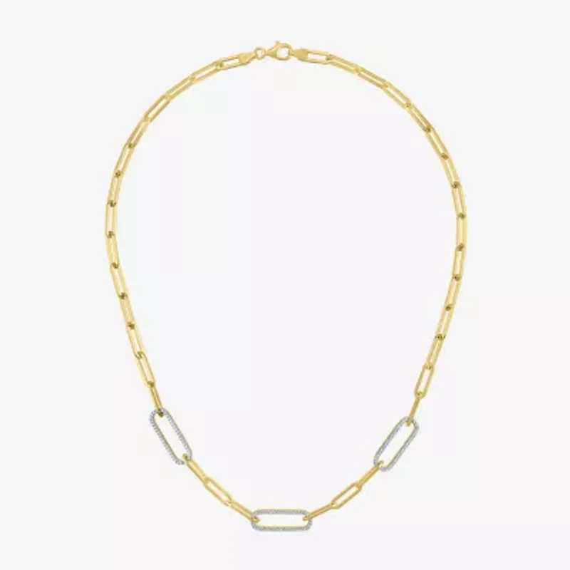 Diamond Addiction (G-H / I1-I2) Womens 1/2 CT. T.W. Lab Grown White Diamond 14K Gold Over Silver Sterling Silver Paperclip 18 Inch Pendant Necklace
