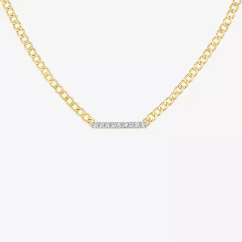 Diamond Addiction (G-H / Si2-I1) Womens 1/10 CT. T.W. Lab Grown White Diamond 14K Gold Over Silver Sterling Silver Bar 18 Inch Pendant Necklace