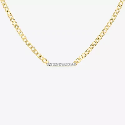 Diamond Addiction (G-H / Si2-I1) Womens 1/10 CT. T.W. Lab Grown White Diamond 14K Gold Over Silver Sterling Silver Bar 18 Inch Pendant Necklace