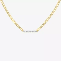 Diamond Addiction (G-H / Si2-I1) Womens 1/10 CT. T.W. Lab Grown White Diamond 14K Gold Over Silver Sterling Silver Bar 18 Inch Pendant Necklace