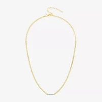 Diamond Addiction (G-H / Si2-I1) Womens 1/10 CT. T.W. Lab Grown White Diamond 14K Gold Over Silver Sterling Silver Bar 18 Inch Pendant Necklace