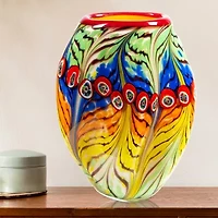 Dale Tiffany Peacock Feather Art Glass Vase
